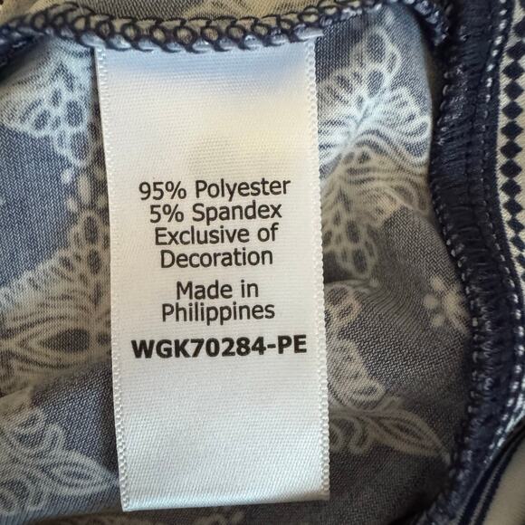 Magnolia Grace Blue Alhambra Embroidered Trim Knit Dress NWOT Small Petite - Picture 7 of 8